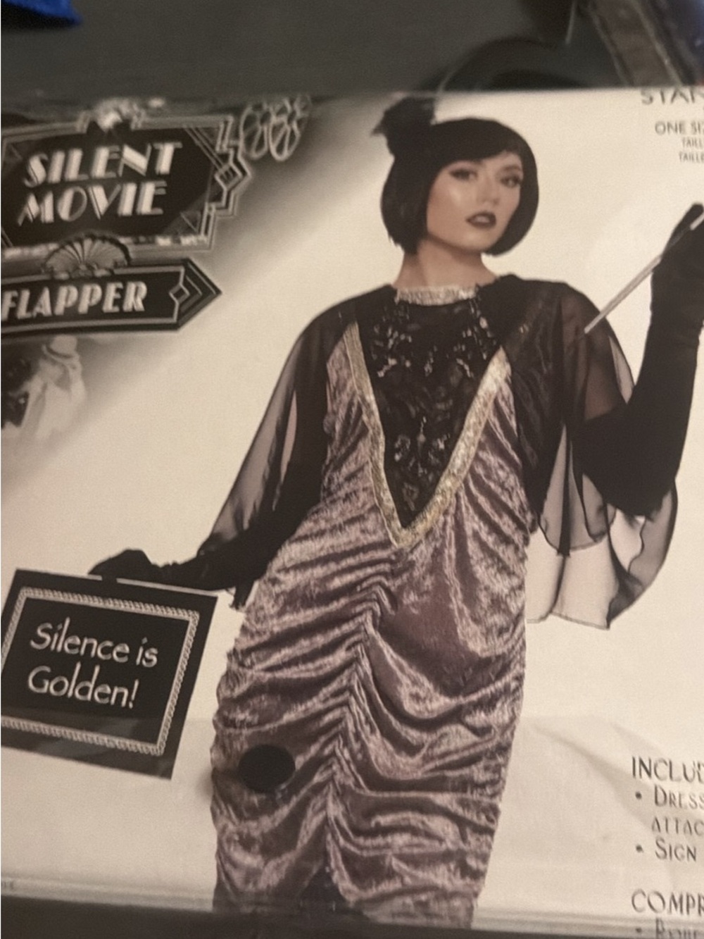Silent Movie Flapper Costume - Gold and Black